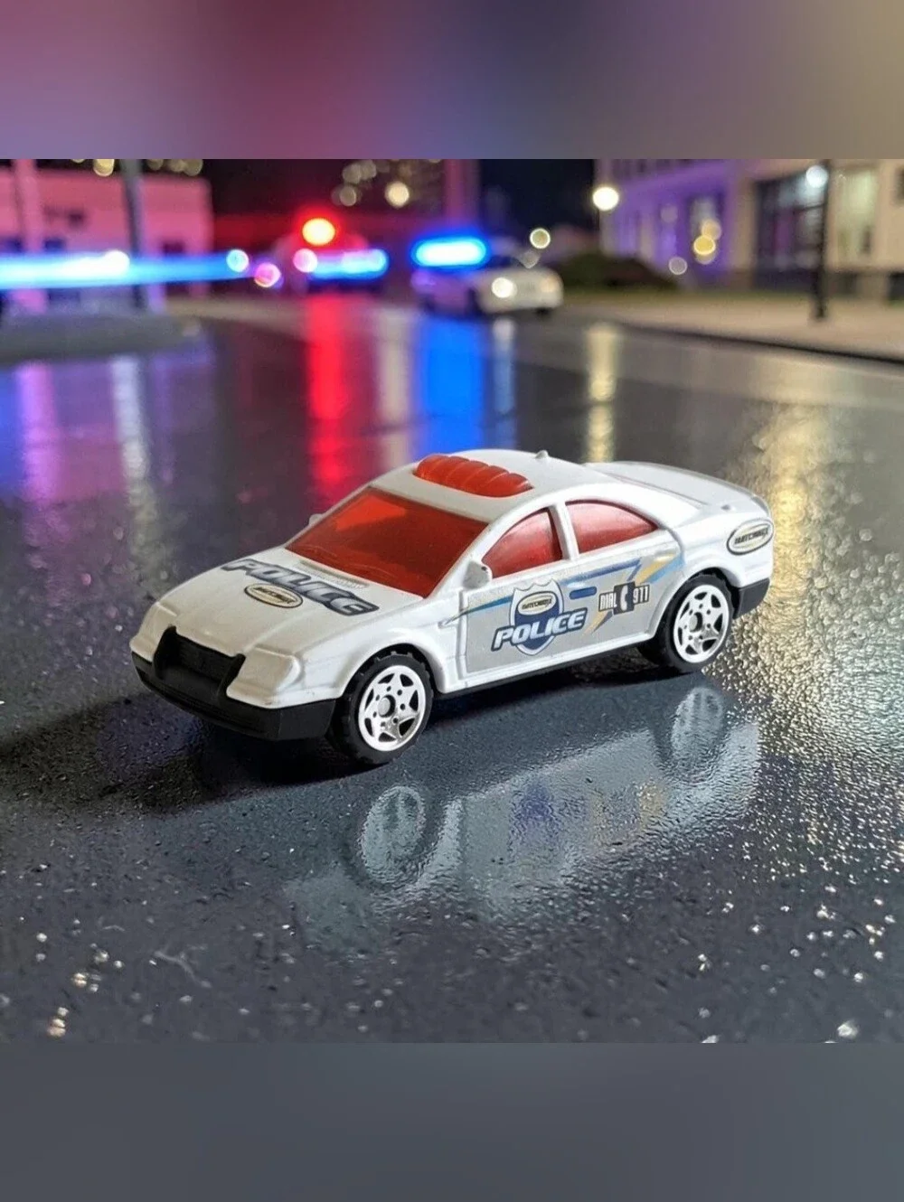2004 Matchbox Burger King Promo #2 Police Car White W/Red Tint Die-Cast 1:64 Toy